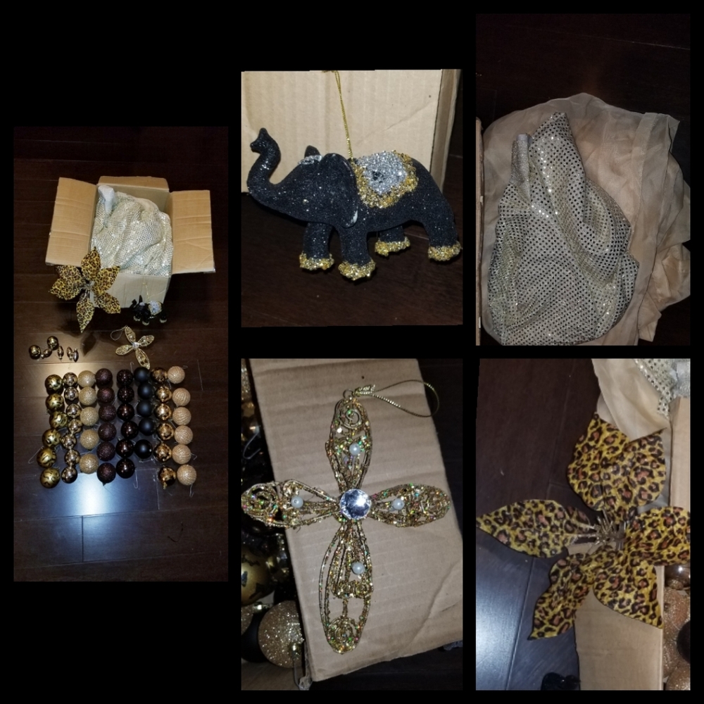 Gold tone Christmas decorations